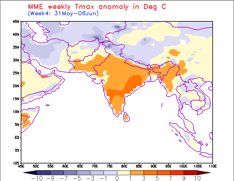 weekly TMAX anomaly