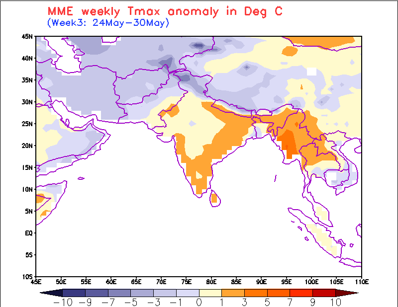 weekly TMAX anomaly